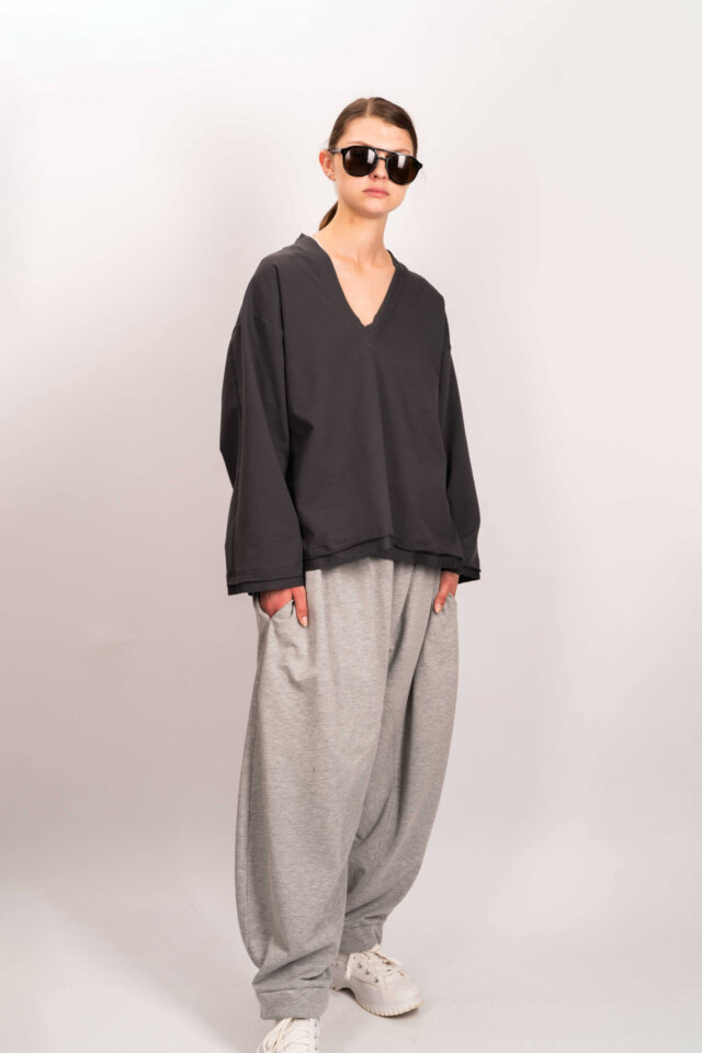 Jersey V-Neck Sweatshirt