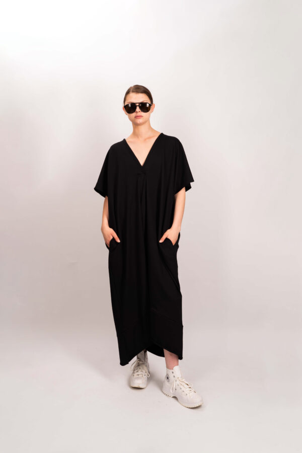 Jersey V-Neck Pleat Dress