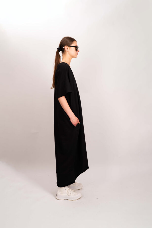 Jersey V-Neck Pleat Dress - Image 4