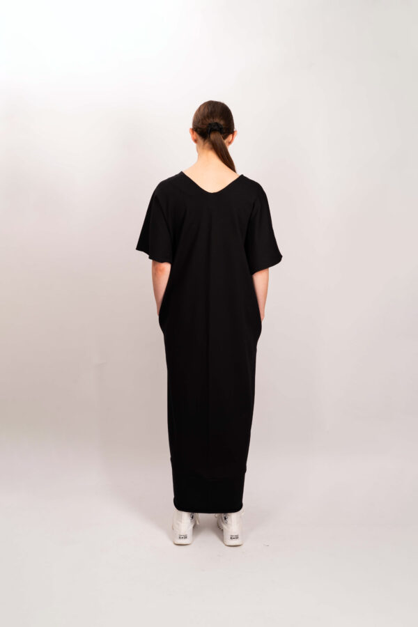 Jersey V-Neck Pleat Dress - Image 3