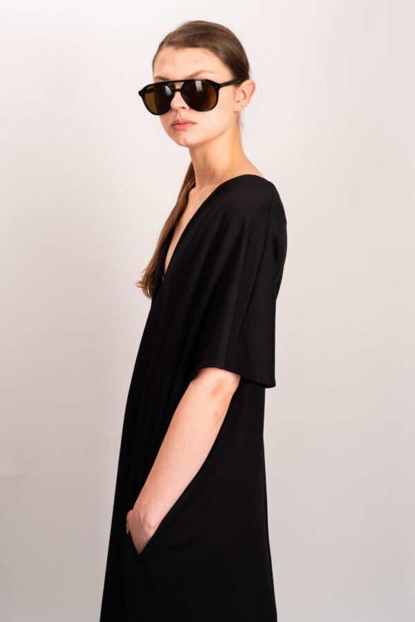 Jersey V-Neck Pleat Dress - Image 2