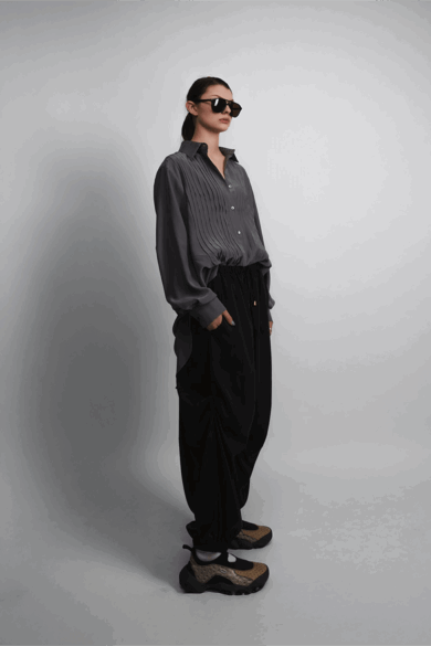 Pleated Silk Shirt
