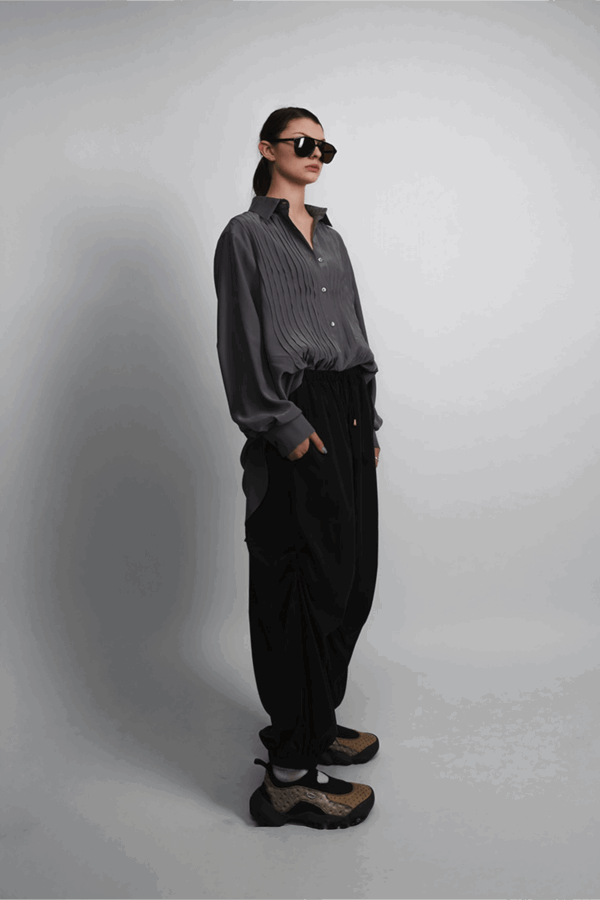 Pleated Silk Shirt
