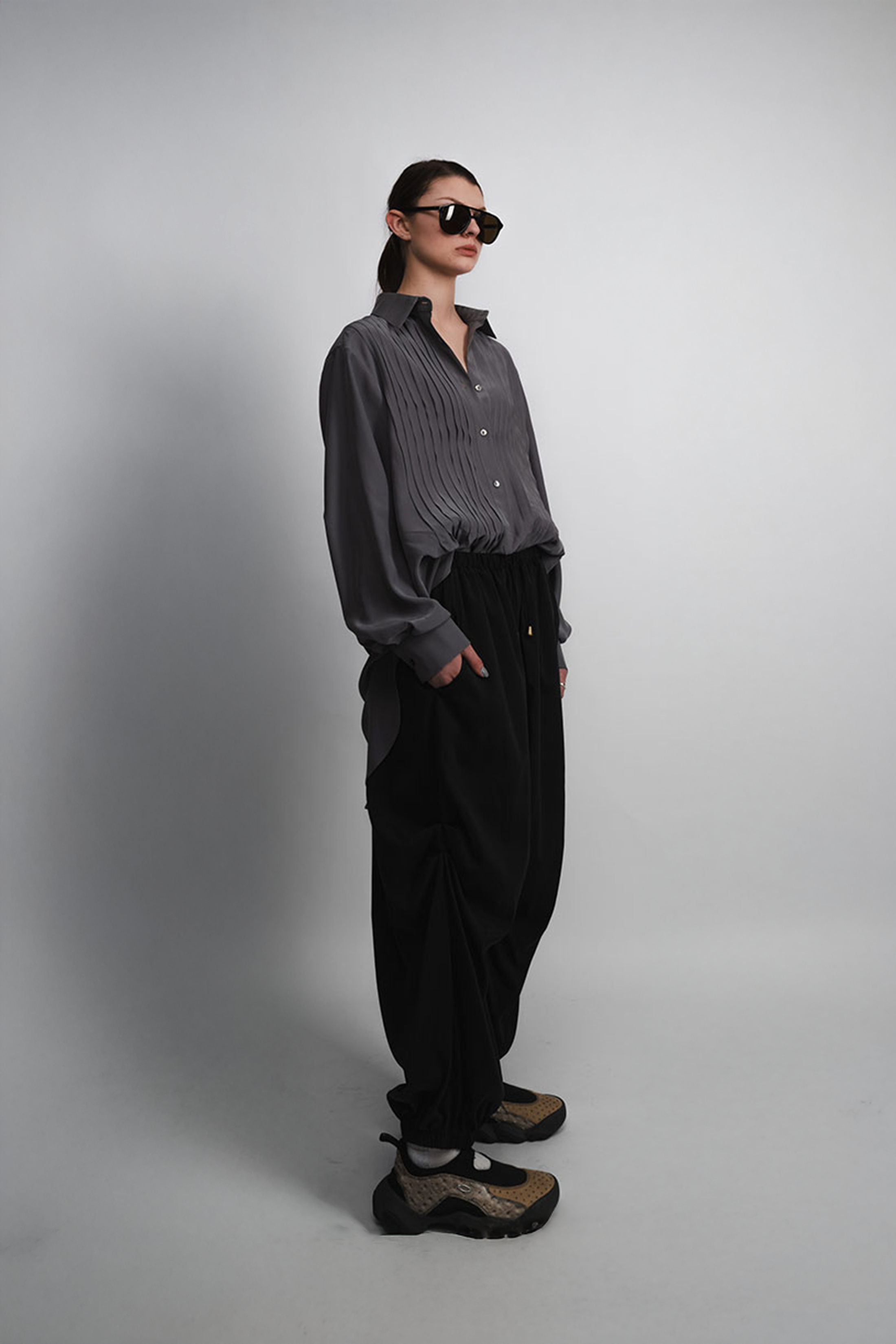 Pleated Silk Shirt