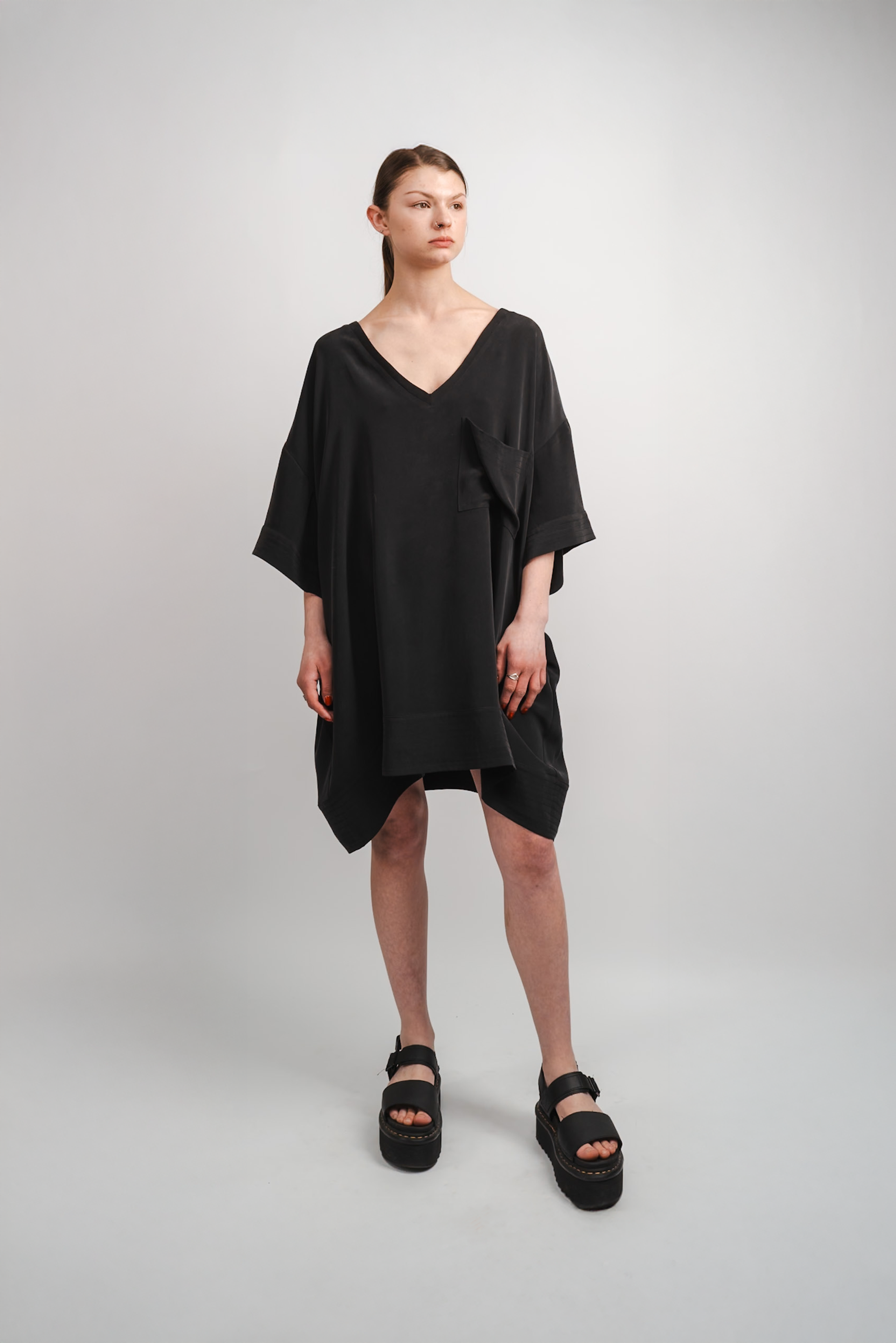 Oversized V Neck T shirt Dress