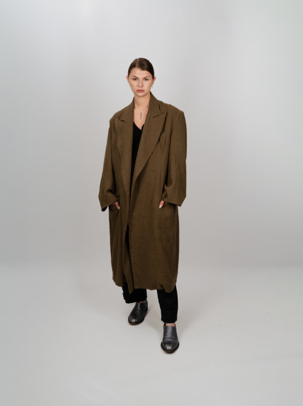 Grandad Coat - Linen Wool Mix