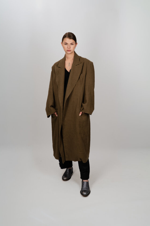 Grandad Coat - Linen Wool Mix