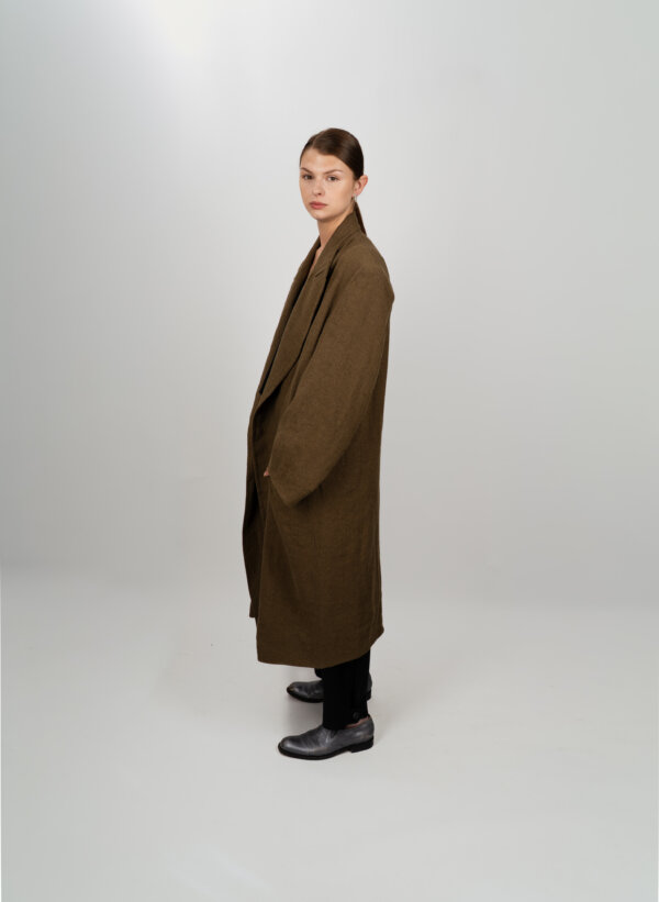 Grandad Coat - Linen Wool Mix - Image 2