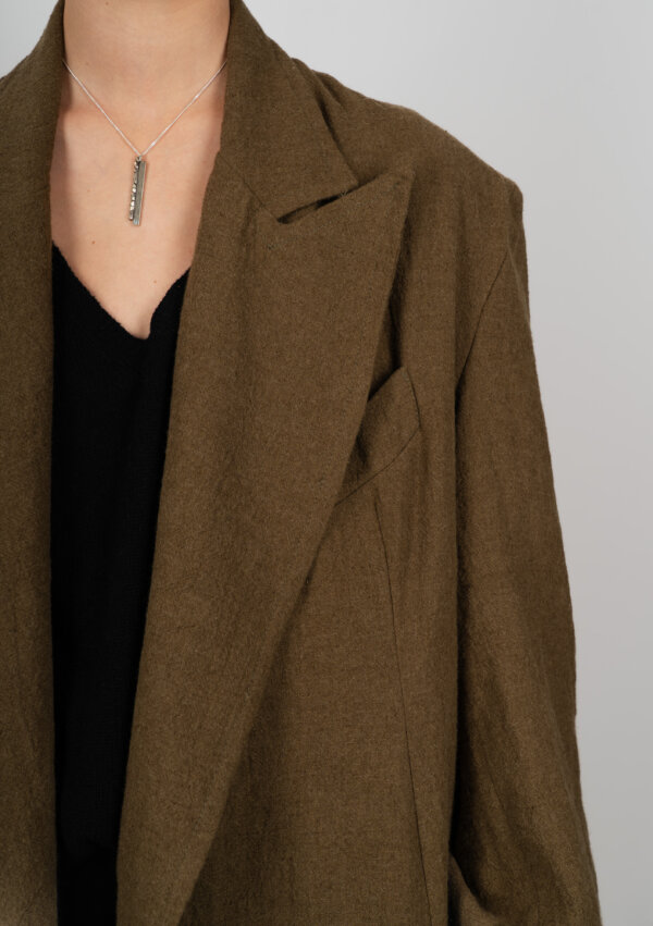 Grandad Coat - Linen Wool Mix - Image 4