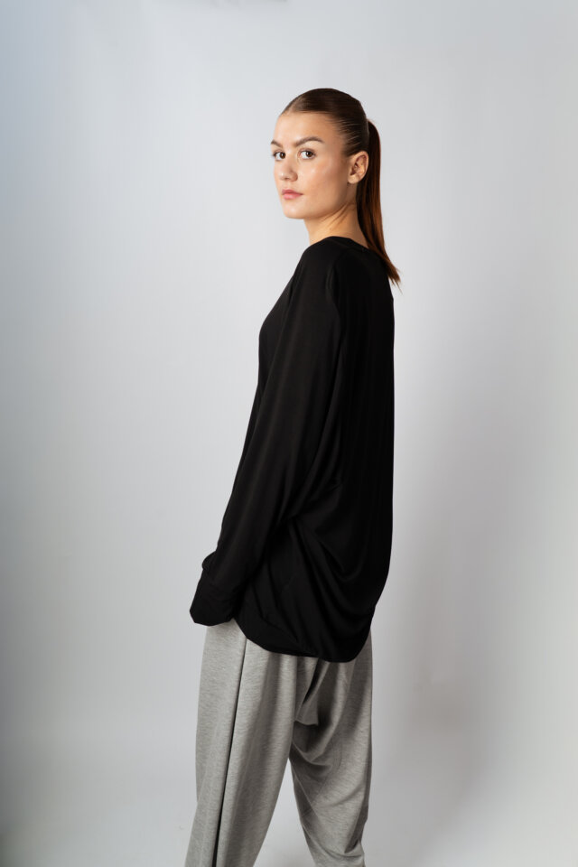 Longline Jersey V-Neck Sweatshirt