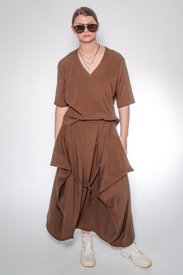 Silk V Neck T-Shirt